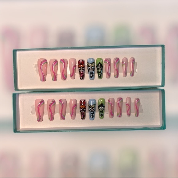 Reusable press on nails Powerpuff Girls - Picture 1 of 3